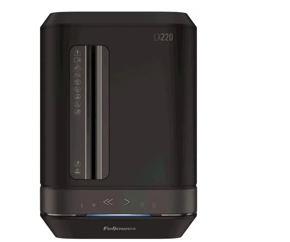 Уничтожитель бумаги Fellowes PowerShred LX220 черный (секр.P-4) фрагменты 20 лист. 30 лтр. скрепки с
