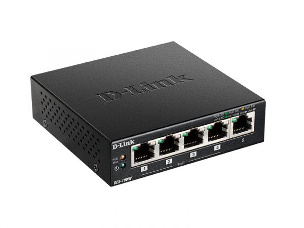 Коммутатор 5 port D-Link DES-1005P/B1A 100 Мбит/сек 4*PoE