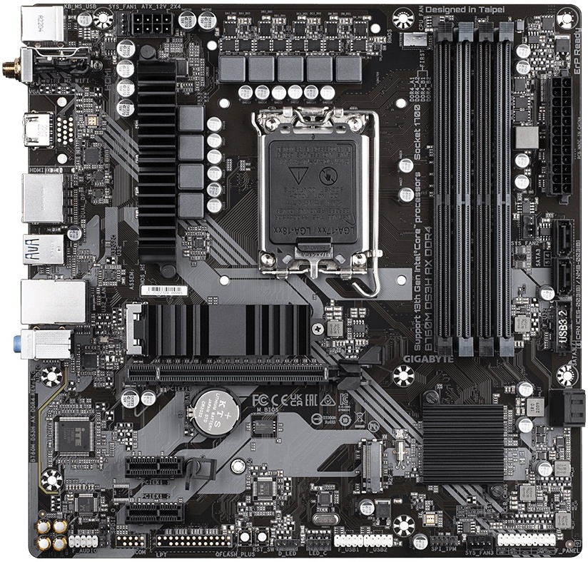 Материнская плата Socket-1700 Gigabyte B760M DS3H AX DDR4 (B760) 4*DDR4 HDMI DP mATX