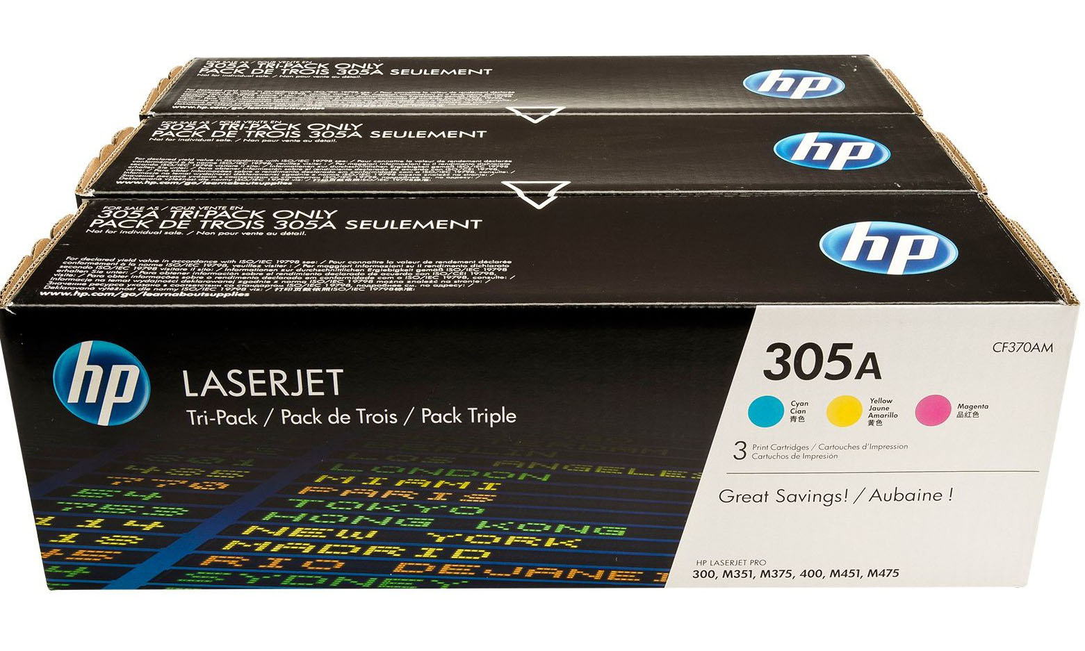 Картридж лазерный HP 305A (CF370AM) для HP M351/M357/M375/M475/M451, 3 шт. комплект голубой, пурпурный, желтый