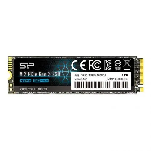 Накопитель SSD M.2 1Tb Silicon Power A60 (PCI-E 3.0 x4, 2200/1600 Мбайт/сек)