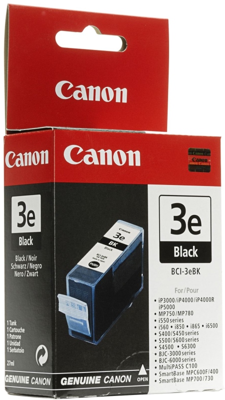 Картридж струйный Canon BCI-3eBK для S400/450/500/4500/6300, PIXMA IP3000/4000/5000, черный