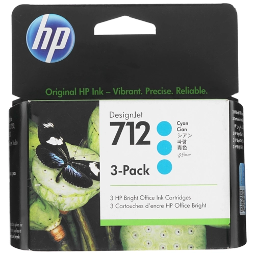 Картридж струйный HP 712 (3ED77A) для HP DesignJet T230/T630, 3-Pack, голубой