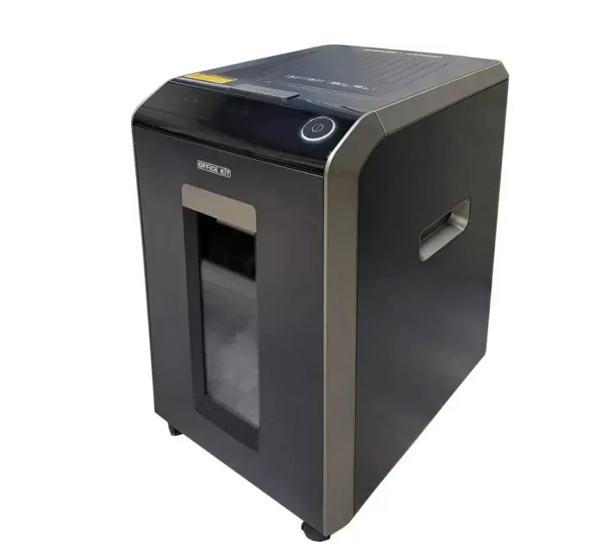 Уничтожитель бумаги Office Kit SA200M1,9х10 черный/серый с автоподачей (секр.P-5) фрагменты 220лист. 40лтр. скобы пл.кар