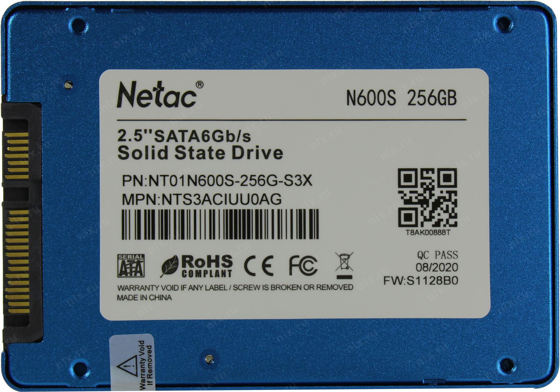 Накопитель SSD SATA .256Gb Netac N600S (TLC, 540/490 Мбайт/сек)