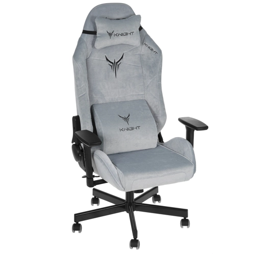 Кресло Knight N1 Fabric (ткань, мех. качания, реклайнер, крест. металл, до 150 кг) Серо-голубой