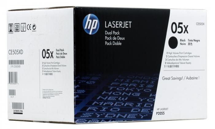 Картридж лазерный HP 05X (CE505XD) для HP P2055, 2 шт. в упаковке черный