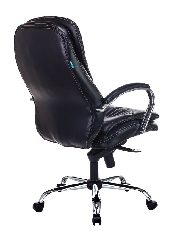 Кресло Бюрократ T-9950/BLACK-PU (эко.кожа. кожа, мех. качания, крест. металл хром) Черный