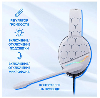 Наушники проводные Oklick HS-L710G (мониторные закрытые, 20-20 000 Гц, 105дБ, 2м) White / black