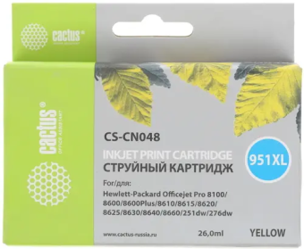 Картридж лазерный Cactus CS-CN048 (951XL) для HP 8100/8600 желтый