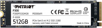 Накопитель SSD M.2 512Gb Patriot P300P512GM28 (PCI-E 3.0 x4, 1700/1200 Мбайт/сек)