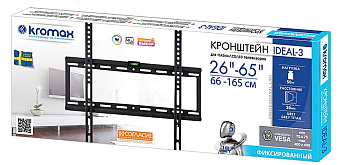 Крепление для телевизора Kromax IDEAL-3 (22"-65" макс.50кг настенный фиксированный) Black