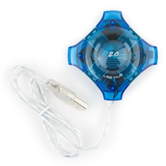 Концентратор USB-A - 4-port USB2.0, Gembird UHB-C224, прозр.корпус, блистер