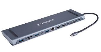 Док-станция USB-C - 12-port USB3.0, Gembird UHB-D6 23 см, алюминий