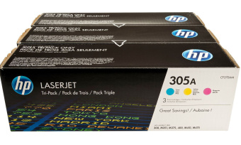 Картридж лазерный HP 305A (CF370AM) для HP M351/M357/M375/M475/M451, 3 шт. комплект голубой, пурпурный, желтый
