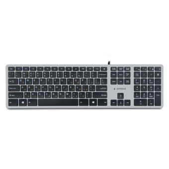 Клавиатура проводная Gembird KB-8420 (ножничный (бесшумный) механизм, оранжевая кириллица, кабель 1.
