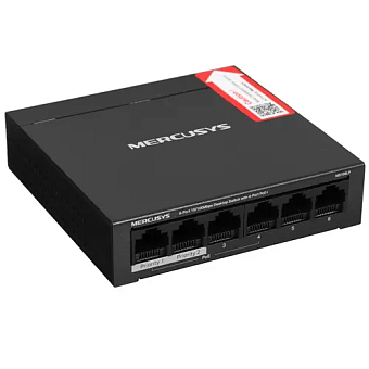 Коммутатор .6 port Mercusys MS106LP 100 Мбит/сек 4*PoE