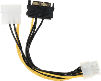 Кабель-удлинитель 8pin PCI-E --> SATA+Molex (m) - для видеокарты