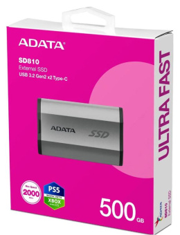 Внешний накопитель SSD 500Gb ADATA SD810 USB3.2 Silver
