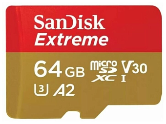 Карта памяти microSD 64Gb SanDisk EXTREME Class 10 UHS-I без SD адаптера