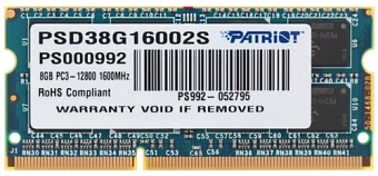 Модуль памяти SODIMM DDR3 8192Mb PC-12800 1600MHz Patriot 1.5v