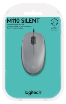 Мышь проводная Logitech M110 Silent USB Grey