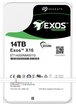 Жесткий диск SATA 14Tb Seagate Exos X16 512E 7200rpm 256Mb SATA-3