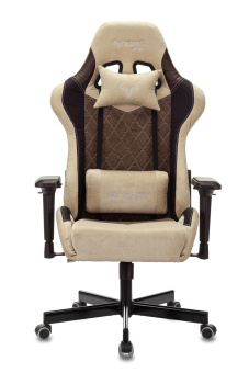 Кресло Zombie VIKING 7 KNIGHT Fabric (текстиль/эко.кожа, мех. качания, крест. металл, до 120 кг) Коричневый