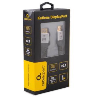 Кабель соединительный DP (m) < - > DP (m)  1.0м, ver 2.1, Cablexpert  тройной экран нейлон.оплетка серый