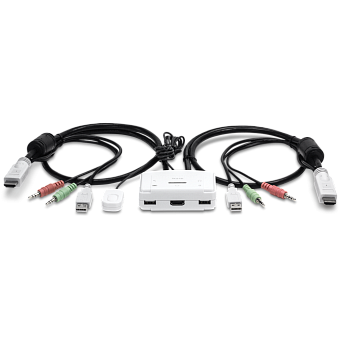 Переключатель KVM 2 port TRENDnet TK-215i (HDMI, USB+USB, кабели несъемные)
