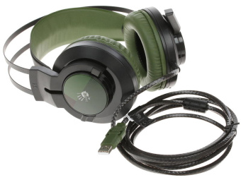 Наушники проводные A4Tech Bloody J450 (микрофон, 20 - 20 000 Гц, 100дБ, USB) черный-зеленый