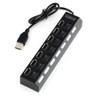 Концентратор USB-A - 7-port USB2.0, Gembird UHB-U2P7-02, питание, черный