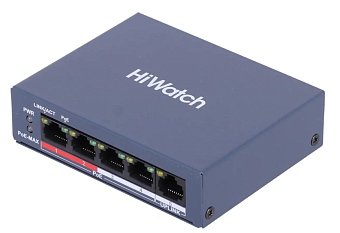 Коммутатор 5 port HiWatch DS-S504P(B) 100 Мбит/сек 4*PoE
