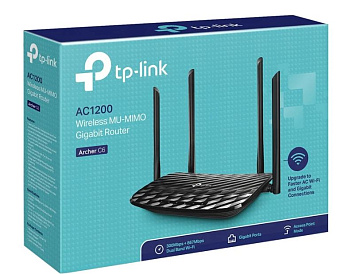 Wi-Fi роутер TP-Link Archer C6 AC1200, 5 ГГц, 1000 Мбит/с, черный