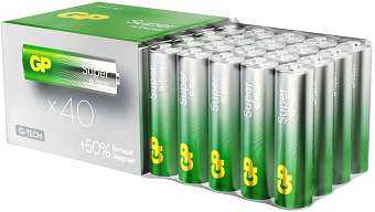Элемент питания AA, 1.5V, 40шт, GP Super Alkaline G-Tech