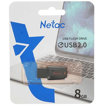 Флешка 8Gb Netac U197 USB2.0 пластиковая, черная