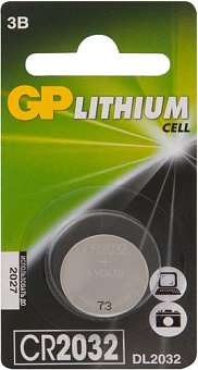 Элемент питания CR2032, 3V, 1шт, GP CR2032-8C1