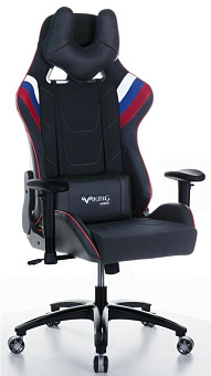 Кресло Zombie VIKING 4 AERO (текстиль/эко.кожа, мех. качания, крест. пластик, до 120 кг) Триколор