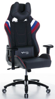 Кресло Zombie VIKING 4 AERO (текстиль/эко.кожа, мех. качания, крест. пластик, до 120 кг) Триколор
