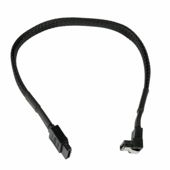 Кабель интерфейсный SATA  30см, Cablexpert, угловой, защелка, оплетка, черный