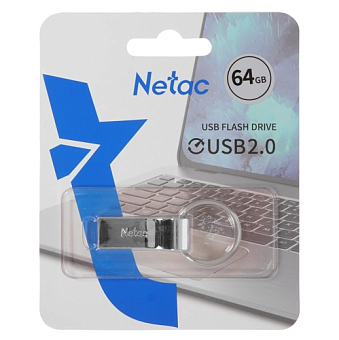 Флешка .64Gb Netac U275 USB2.0 с кольцом, металлическая