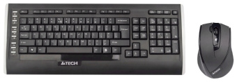 Комплект беспроводной (клавиатура+мышь) A4Tech 9300F Wireless черный