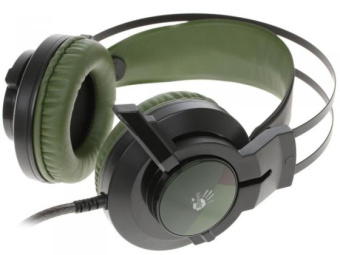 Наушники проводные A4Tech Bloody J450 (микрофон, 20 - 20 000 Гц, 100дБ, USB) черный-зеленый