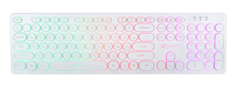 Клавиатура проводная Oklick 420MRL Slim Rainbow Led белый