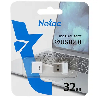 Флешка 32Gb Netac U116 USB2.0 миниатюрная пластиковая, белая