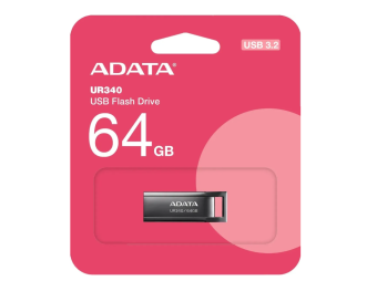 Флешка 64Gb ADATA UR340, USB 3.2 Gen1, цельная металлическая конструкция, черный