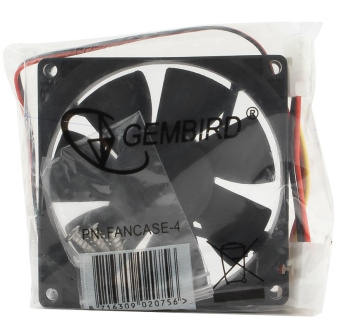 Вентилятор для корпуса .80mm Gembird FANCASE-4 (4pin Molex, 80x80x25мм, 27дБ, 2600об/мин, провод 30c