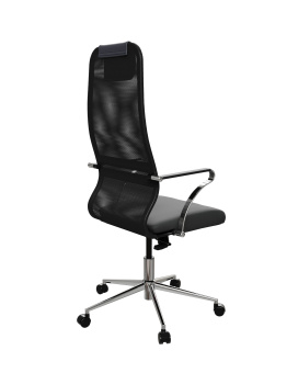 Кресло МЕТТА Sit 8 DA.5D.1.2A2 (Sit 8 B1-8K - X1+UMF(X1) (сетка/ткань, зеркальный хром) Черный