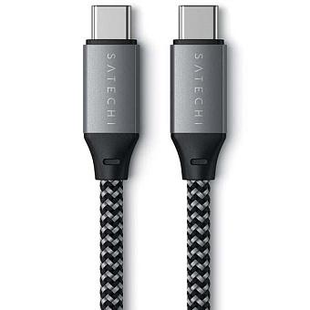 Кабель USB-C < - > USB-C, 0.25м, Satechi ST-TCC10M Space Gray (серый)