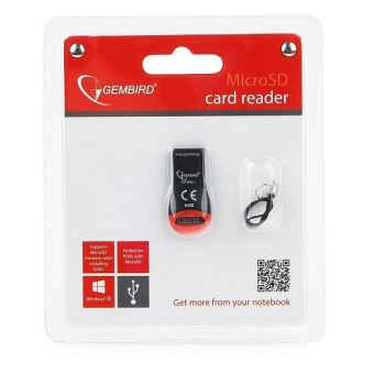 Внешний картридер USB2.0 Gembird FD2-MSD-1 microSD, черный